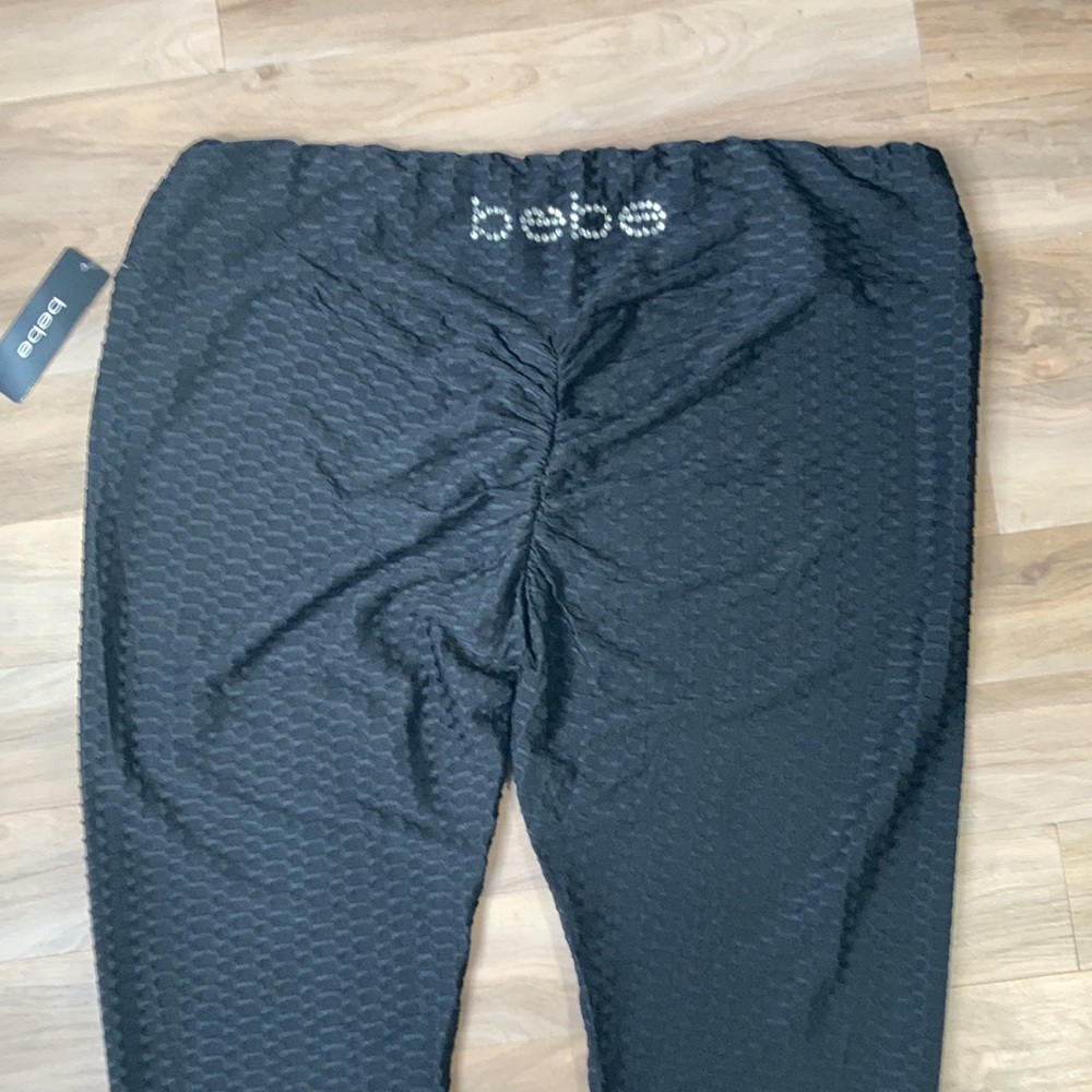 Bebe textured stretch pant black with embellished bling accents 3X juniors - Picture 4 of 17